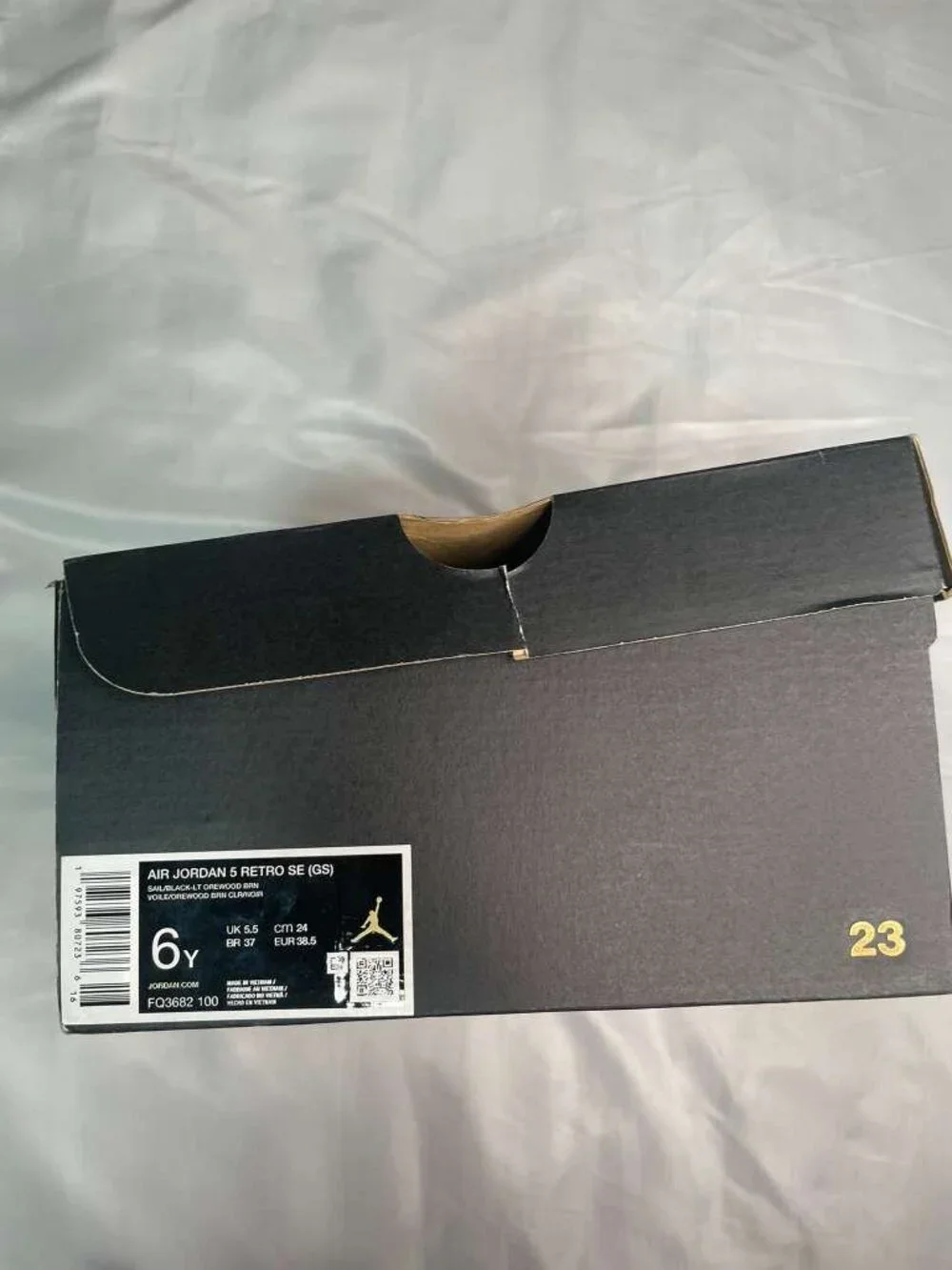 Air Jordan 5 Retro SE GS Sail Black Orewood Brown Size 6Y Youth